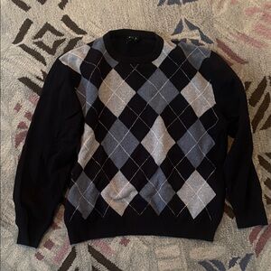 Jos. A. Bank Wool Blend Blue Argyle Crewneck Sweater